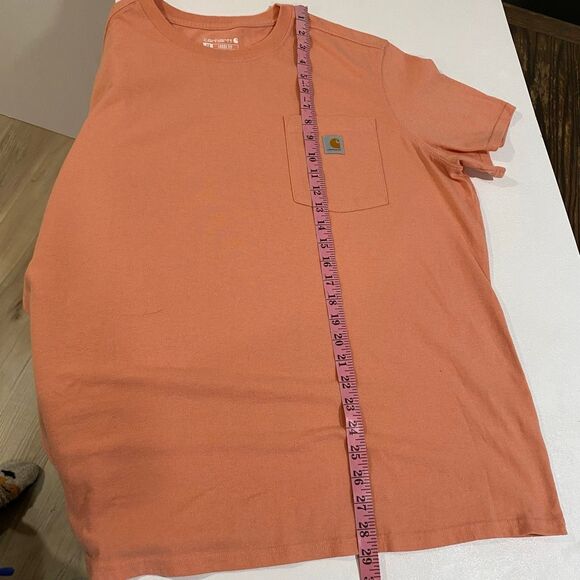 Carhartt Pocket T-Shirt 2X Loose Fit Orange Workwear Logo Tee Mens - Picture 5 of 9